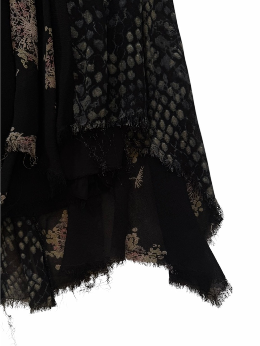 Free People black chiffon snakeskin floral print asymmetrical skirt Sz 2 - Picture 4 of 9